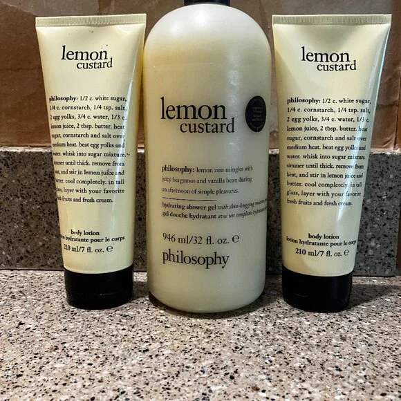 Philosophy Lemon Custard Jumbo Bath Shower Gel and 2 Body Lotions! NEW - Picture 1 of 1